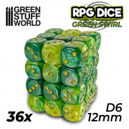 36x D6 12mm Dice - Green Swirl | D6 Dice