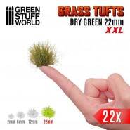 Grass TUFTS XXL - 22mm self-adhesive - DRY GREEN | 22 mm Grass Tufts