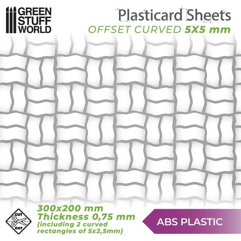 ABS Plasticard - 彎曲籃紋磚 - A4 - 紋理板