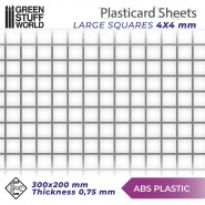 ABS Plasticard - LARGE SQUARES Textured Sheet - A4