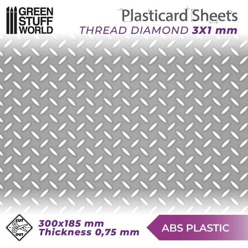 ABS Plasticard螺纹钻石纹理板 - A4 - 纹理板
