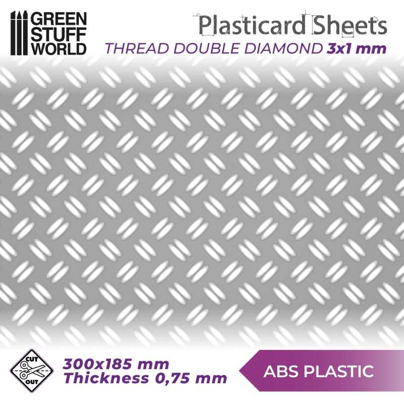 ABS Plasticard - Thread DOUBLE DIAMOND Textured Sheet - A4 | Textured Sheets