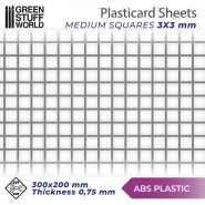ABS Plasticard - MEDIUM SQUARES Textured Sheet - A4