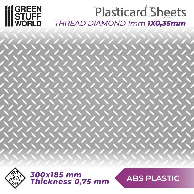 ABS Plasticard - Thread DIAMOND 1mm Textured Sheet | Textured Sheets