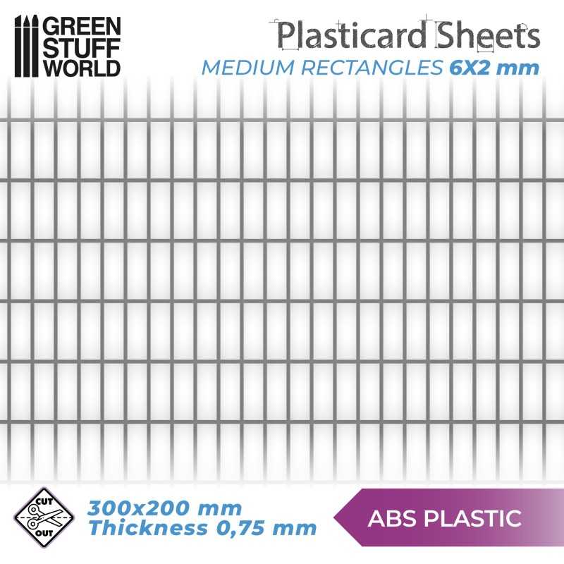 ABS Plasticard - MEDIUM RECTANGLES Textured Sheet - A4 | Textured Sheets