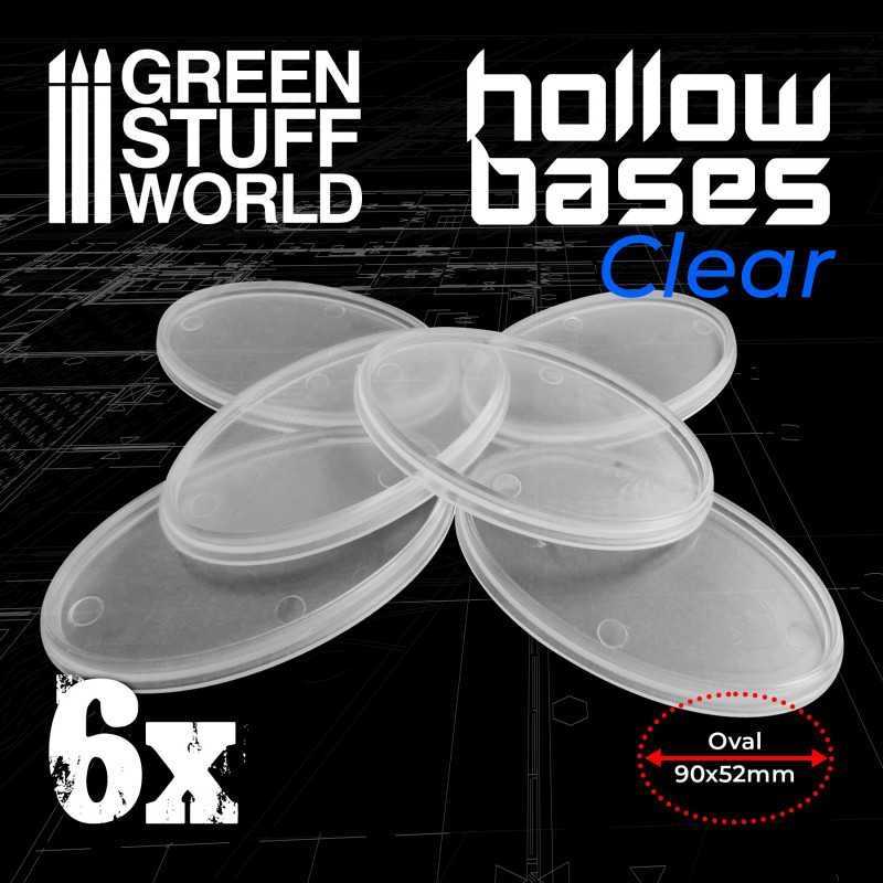 Hollow Plastic Bases -TRANSPARENT - Oval 90x52mm | Miniature Oval Plastic Bases