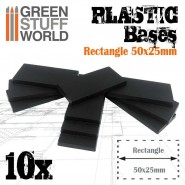 Plastic Rectangular Bases 25x50mm | Miniature Square Plastic Bases