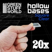 Plastic CLEAR Square Hollow Base 20mm | Miniature Square Plastic Bases