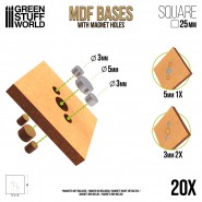 MDF Bases - Square 25 mm | MDF Bases