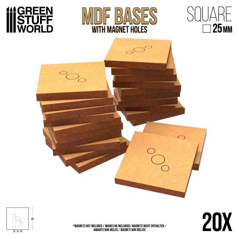 MDF Bases - Square 25 mm | MDF Bases