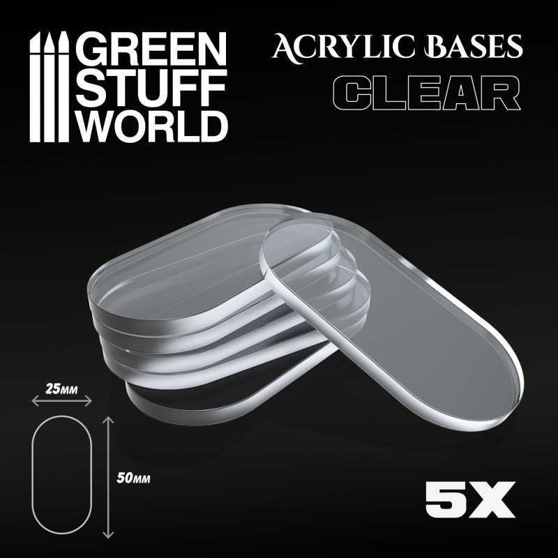 Acrylic Bases - Oval Pill 50x25mm CLEAR | Hobby Accessories