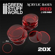 Acrylic Bases - Round 25 mm CLEAR RED