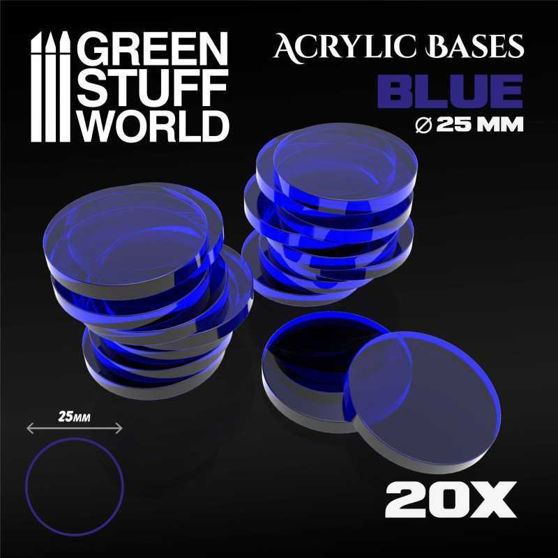 Acrylic Bases - Round 25 mm CLEAR BLUE | Acrylic Bases