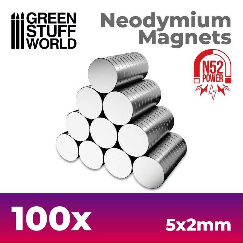 釹磁鐵 5x2mm - 100 顆 (N52) - N52釹磁鐵
