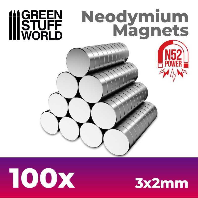 钕磁铁 3x2mm - 100 颗 (N52) - N52钕磁铁