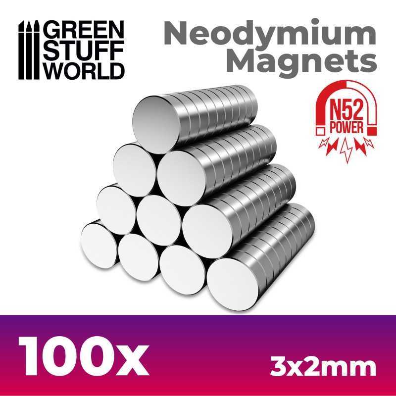 Neodymium Magnets 3x2mm - 100 units (N52) | Magnets N52