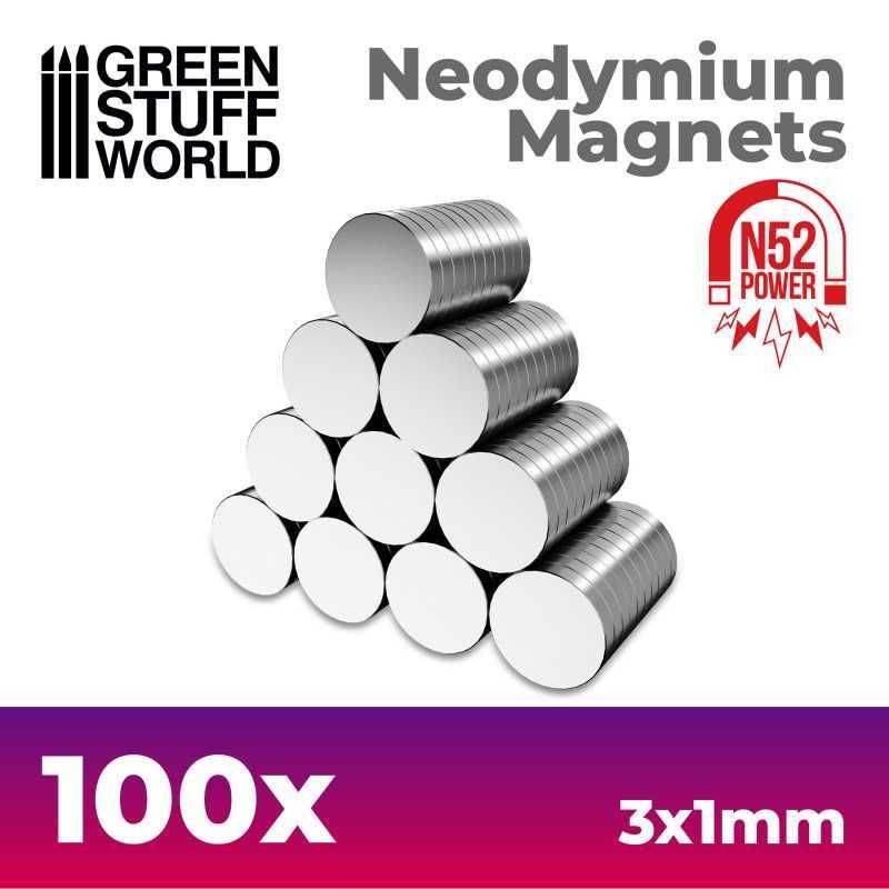 钕磁铁 3x1mm - 100 颗 (N52) - N52钕磁铁