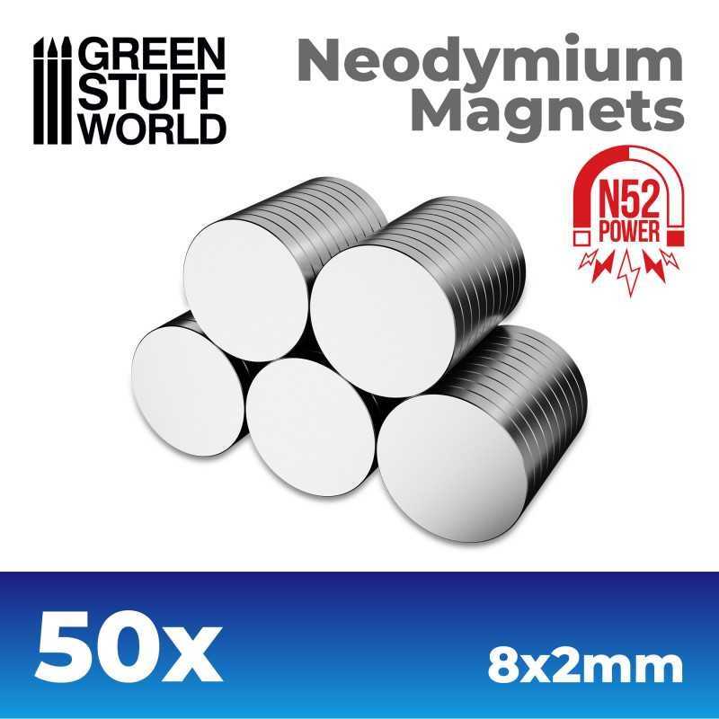 釹磁鐵 8x2mm - 50 顆 (N52) - N52釹磁鐵