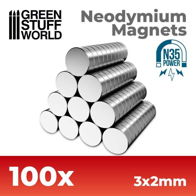 釹磁鐵 3x2mm - 100 顆 (N35) - N35釹磁鐵