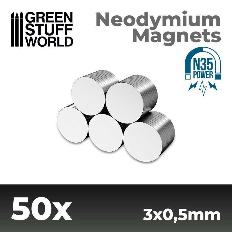 Neodymium Magnets 3x0'5mm - 50 units (N35) | Magnets N35