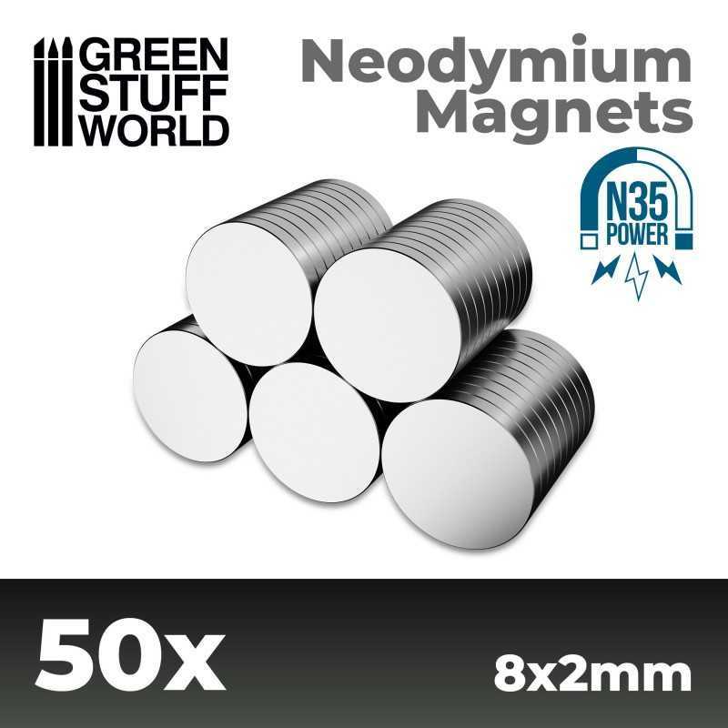 钕磁铁 8x2mm - 50 颗 (N35) - N35钕磁铁