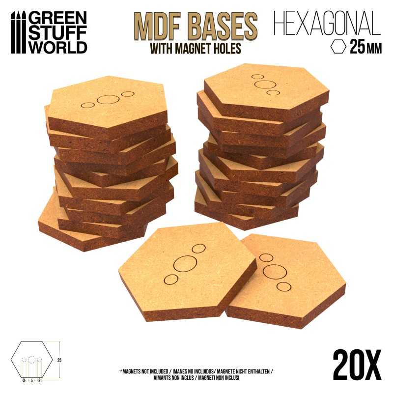 MDF Bases - Hexagonal 25 mm | Hobby Accessories