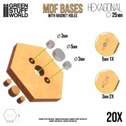 MDF Bases - Hexagonal 25 mm | Hobby Accessories