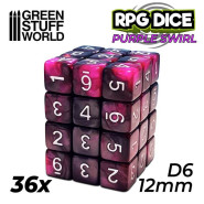 36x D6 12mm 骰子 - 大理石紫 - D6骰子