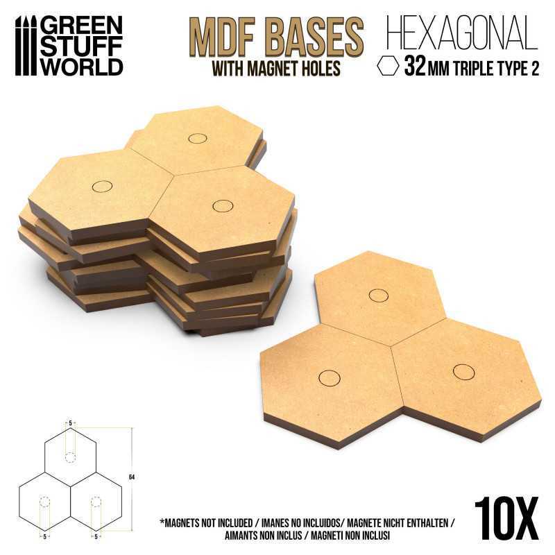 Triple Hex bases 32mm - Type 2 | Hobby Accessories