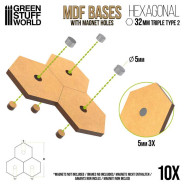 Triple Hex bases 32mm - Type 2 | Hobby Accessories