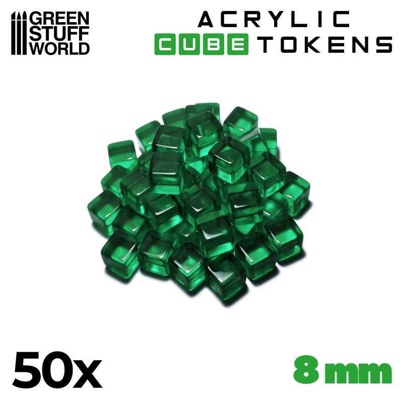 Green Cube tokens 8mm | Gaming Tokens and Meeples