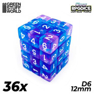36x D6 12mm 骰子 - 浅蓝 - 紫色 - D6骰子