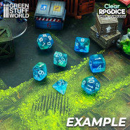 7x Mix 16mm Dice - Green - Turquoise | DnD dice set