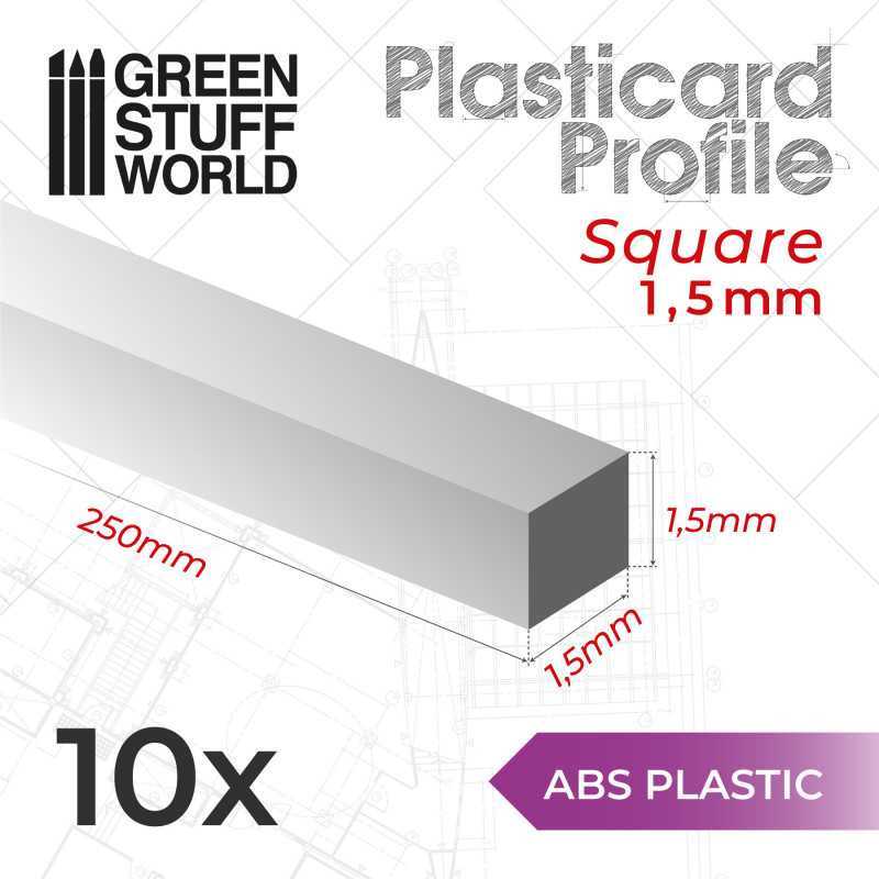Plasticard正方形棒材 1.5 mm - 方形