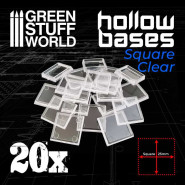 Plastic CLEAR Square Hollow Base 25mm | Miniature Square Plastic Bases