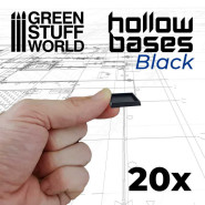 Hollow Black Plastic Bases - Square 20 mm | Miniature Square Plastic Bases