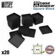 Hollow Black Plastic Bases - Square 25 mm | Miniature Square Plastic Bases