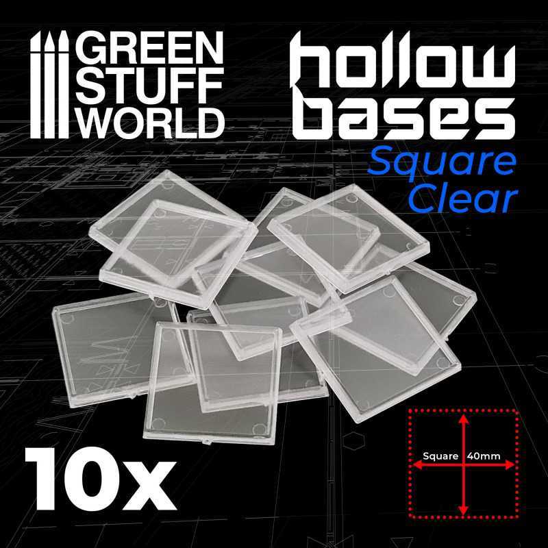 Plastic CLEAR Square Hollow Base 40mm | Miniature Square Plastic Bases