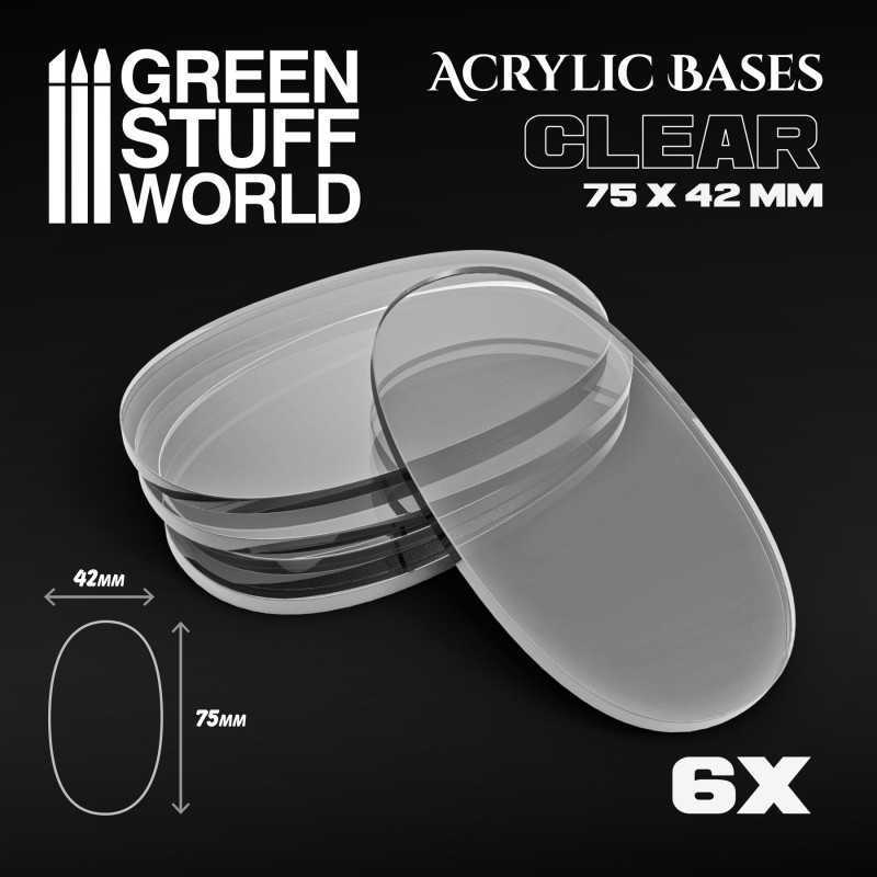 Acrylic Bases - Oval Pill 75x42mm CLEAR | Hobby Accessories