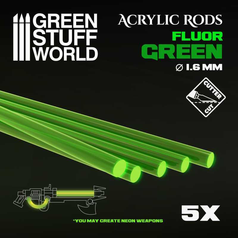 Acrylic Rods - Round 1.6 mm Fluor GREEN | Fluorescent profiles