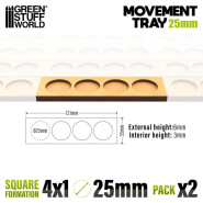 MDF Movement Trays 25mm 4x1 - Skirmish Lines | Movement Trays