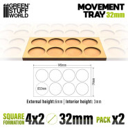 MDF Movement Trays 32mm 4x2 - Skirmish Lines | Movement Trays