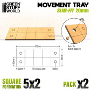 MDF Movement Trays - Slimfit Square 20 mm 5x2 | Movement Trays