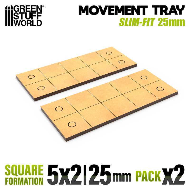 MDF Movement Trays - Slimfit Square 25 mm 5x2 | Movement Trays