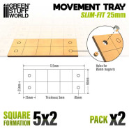 MDF Movement Trays - Slimfit Square 25 mm 5x2 | Movement Trays