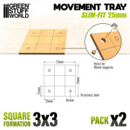 MDF Movement Trays - Slimfit Square 25 mm 3x3 | Movement Trays