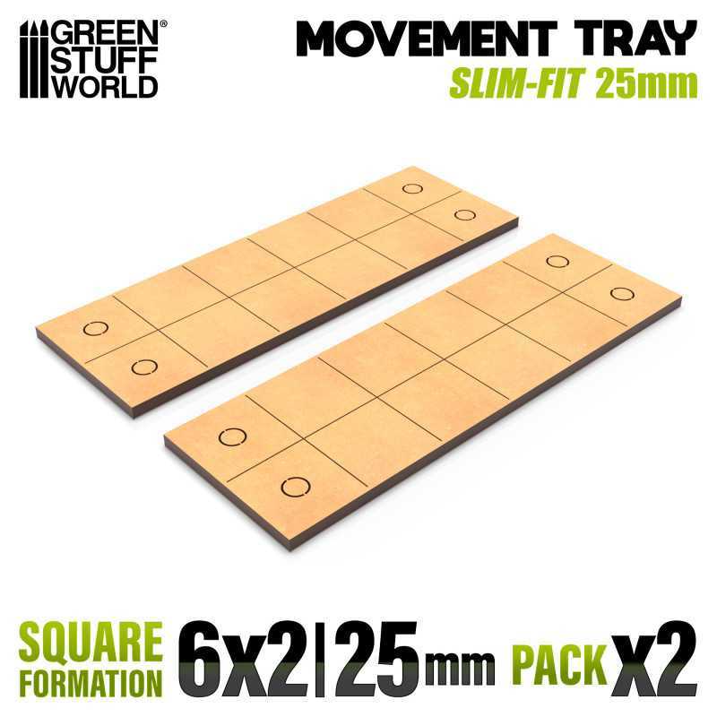 MDF Movement Trays - Slimfit Square 25 mm 6x2 | Movement Trays