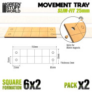 MDF Movement Trays - Slimfit Square 25 mm 6x2 | Movement Trays