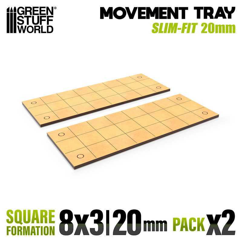 MDF Movement Trays - Slimfit Square 20 mm 8x3 | Movement Trays