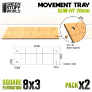 MDF Movement Trays - Slimfit Square 20 mm 8x3 | Movement Trays